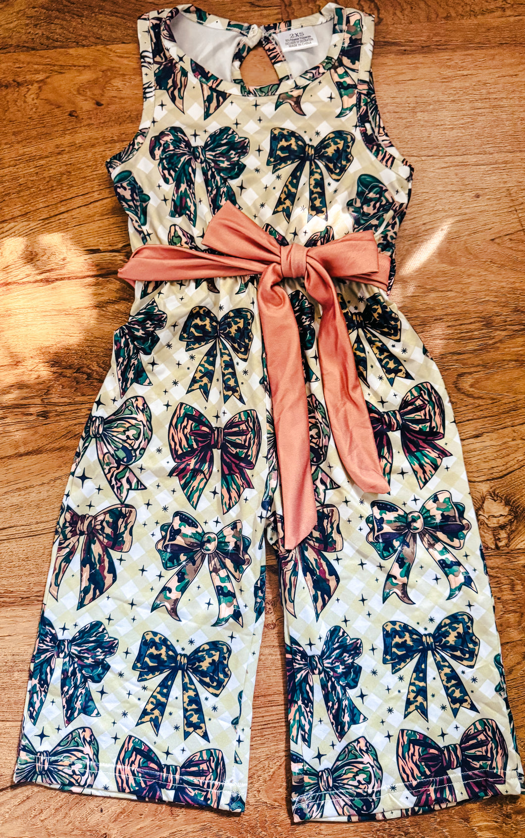 Camo Bow Print Romper