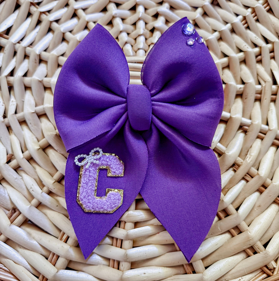 “C” Purple Sailor Bow (clip or on nylon please put in notes at checkout)