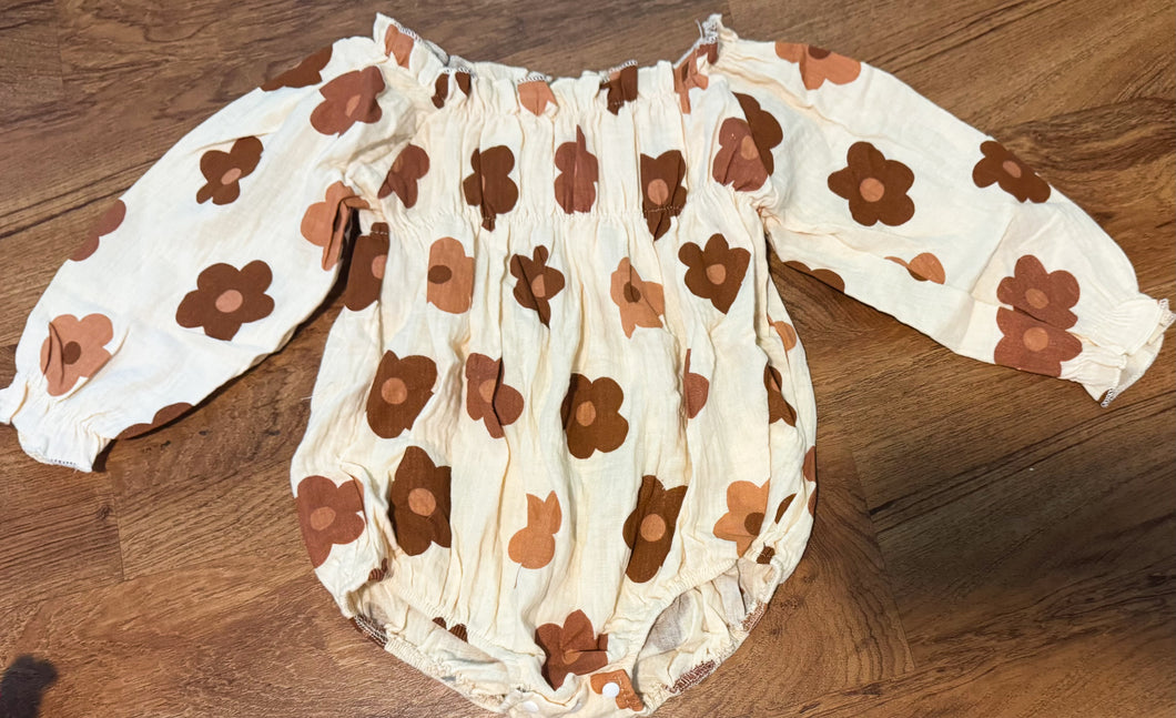 Brown Floral Romper
