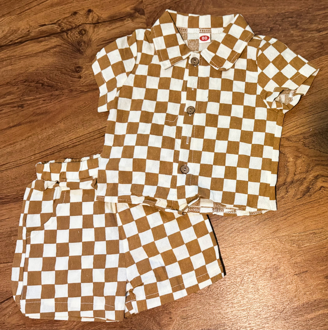 Brown Checkered Set